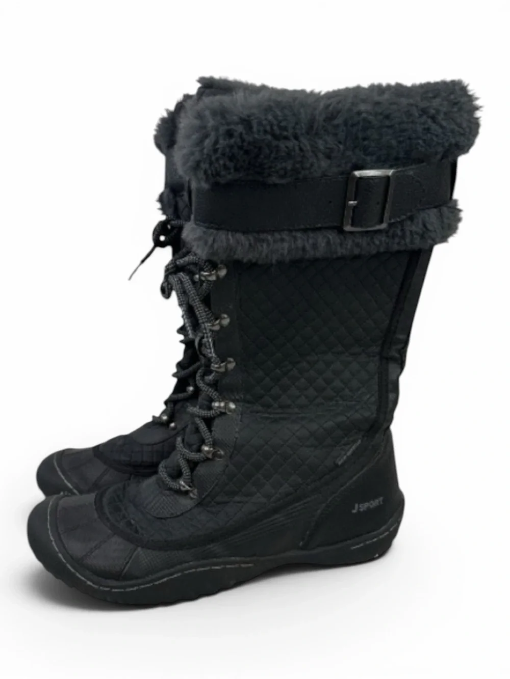 J Sport by Jambu Black Winter Boots with Faux Fur Trim 9
